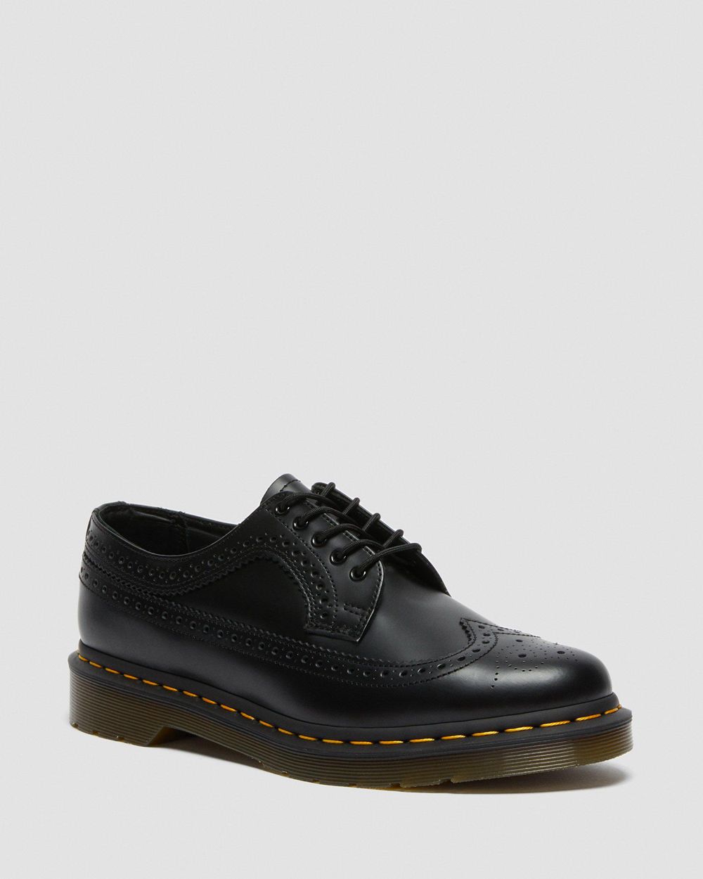 Dr Martens 3989 Yellow Stitch Smooth Kožené Brogue Topanky Damske ( Čierne ) SK 694-VMQHNG